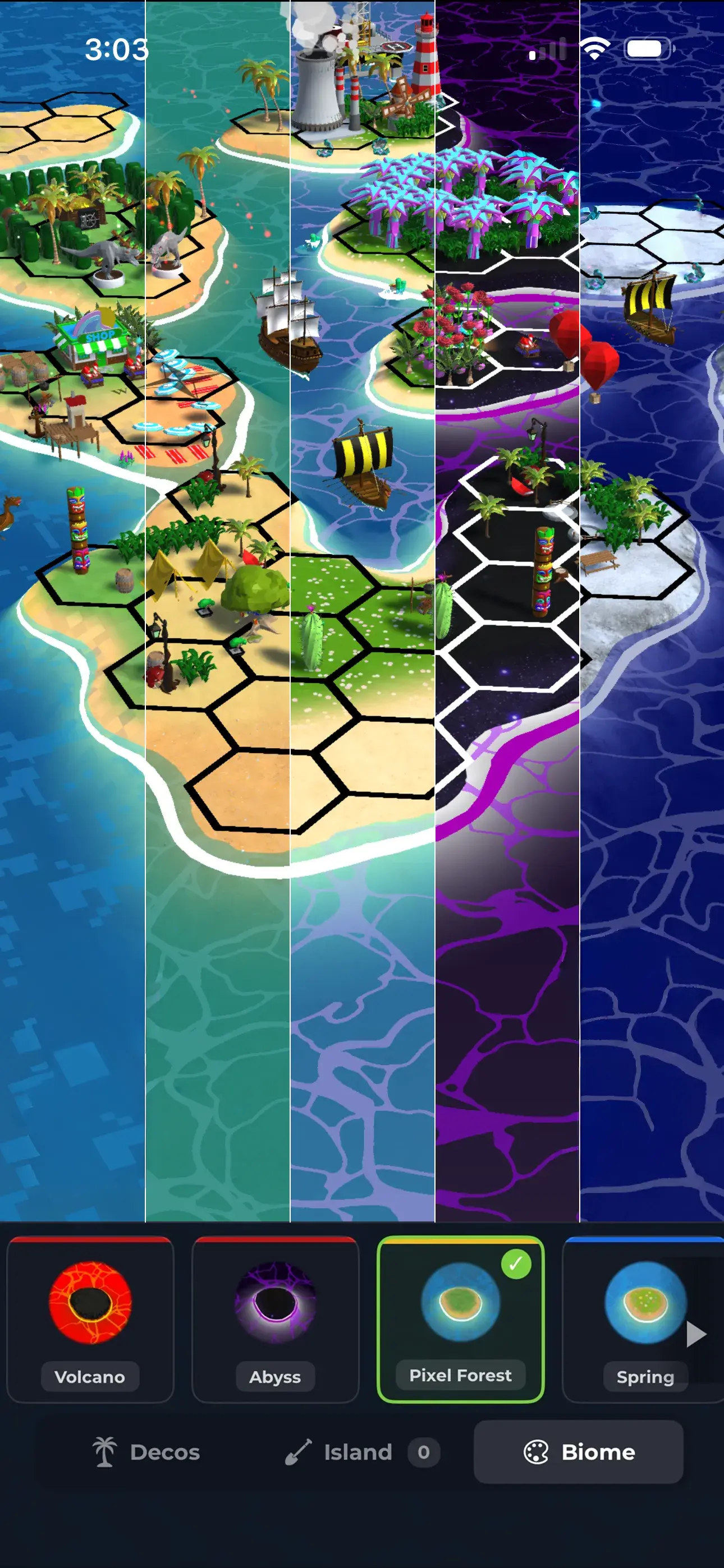 Fully decorated island representing user wealth